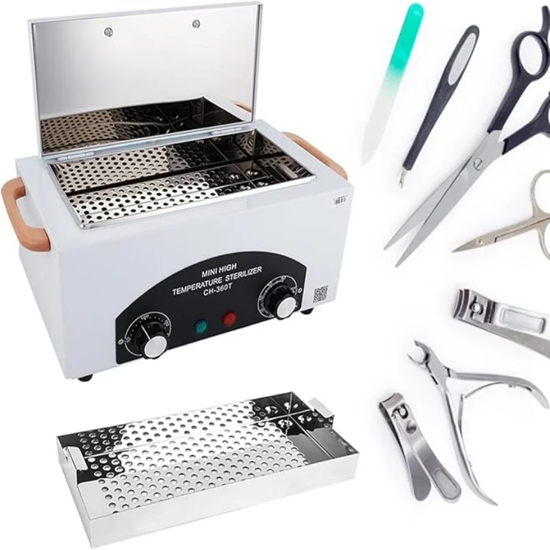 Stérilisateur professionnel à chaleur sèche 300W 2,2L pour outils de beauté et d'ongles, minuterie LCD 20-220 ℃