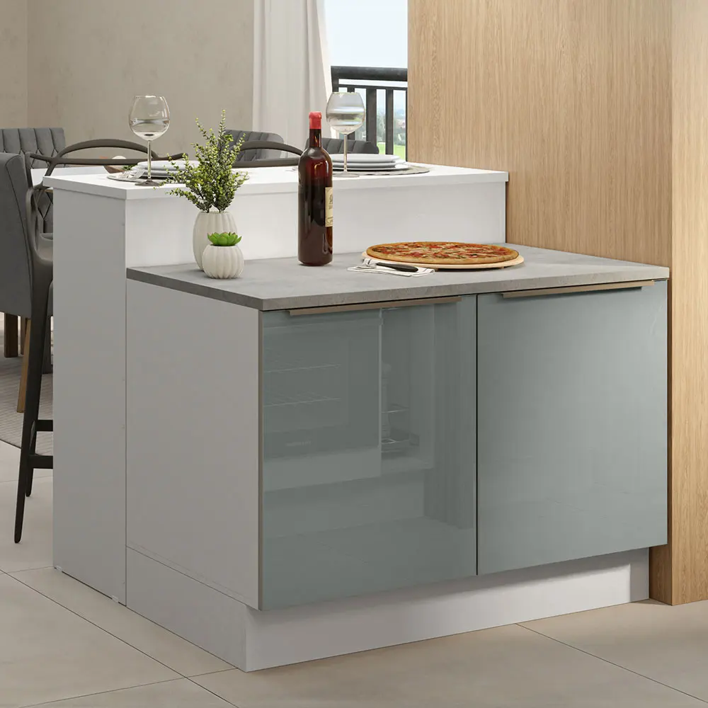 Isla de Cocina con Encimera y Mostrador Madesa Lux 120cm Color Blanco/Gris
