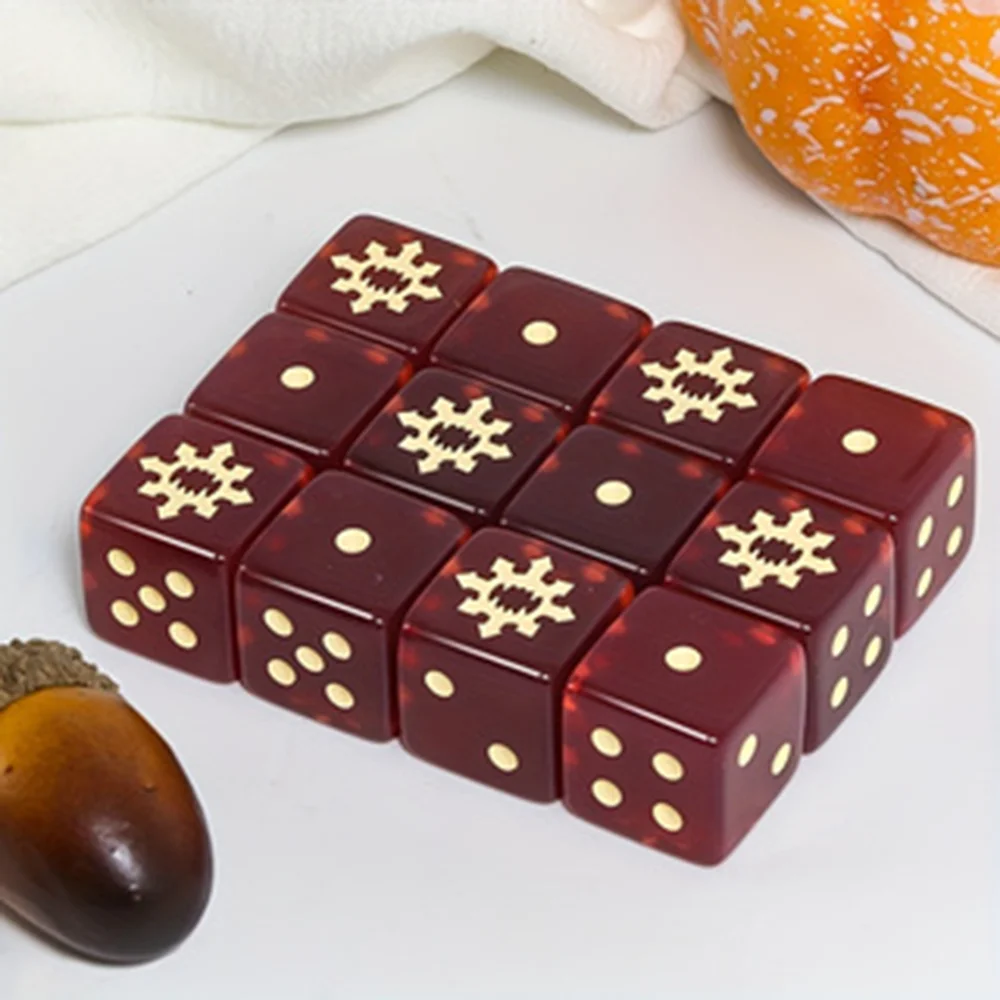 Elegant Wine Red & Gold Dot D6 Dice Set - Perfect for Board Games & Game Night Enthusiasts