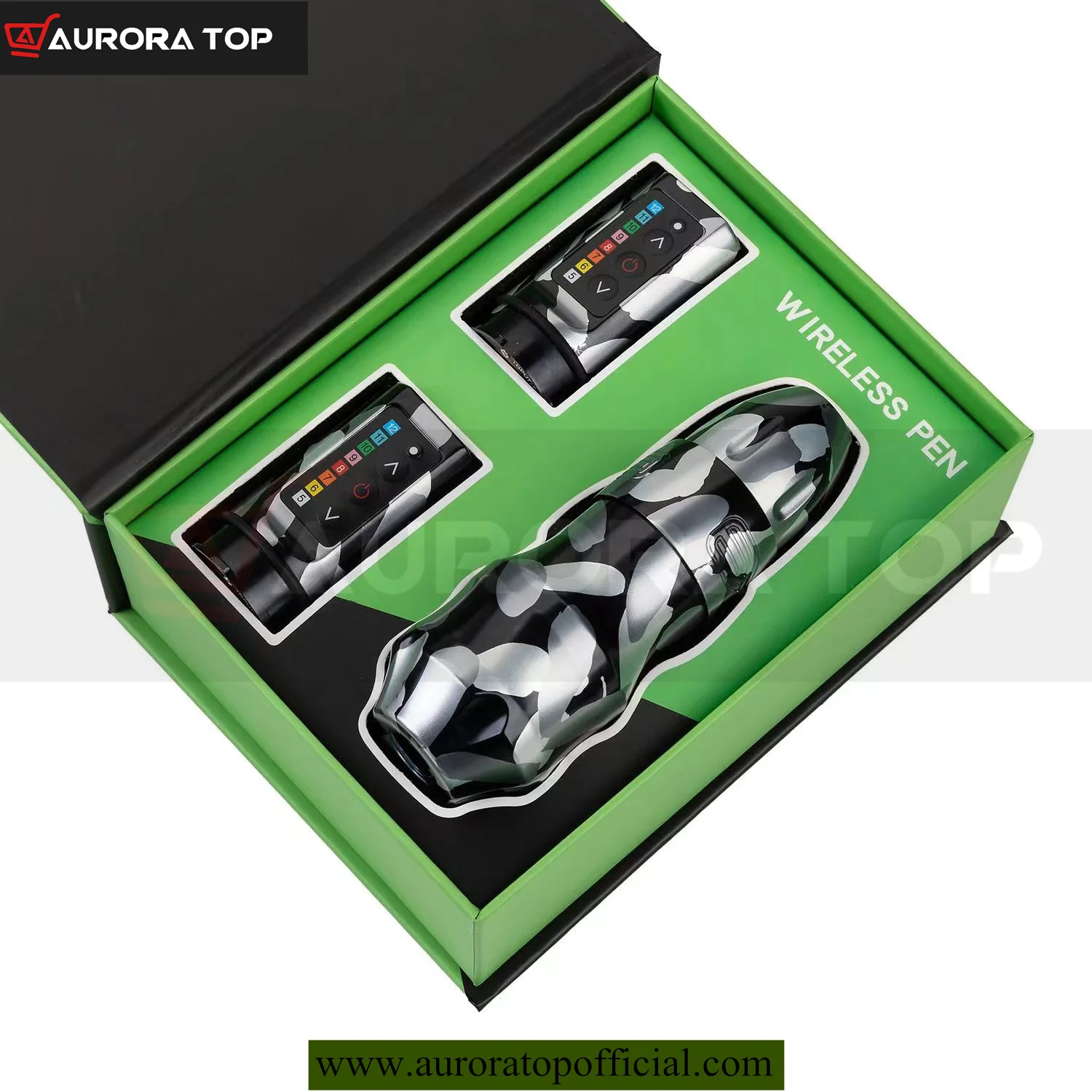 Silver Camo Exo Wireless Tattoo Machine Kit Powerful Coreless Motor