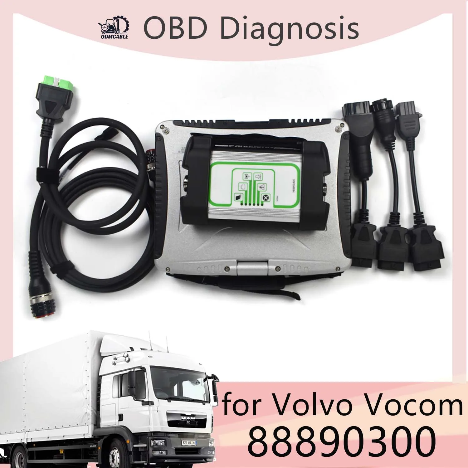 

New 2.8 Vocom 88890300 For Volvo Vocom Diagnostic Tool Vocom OBD2 Adapter OBD Scanner 24v Truck Excavator Diagnostic+CF19 laptop