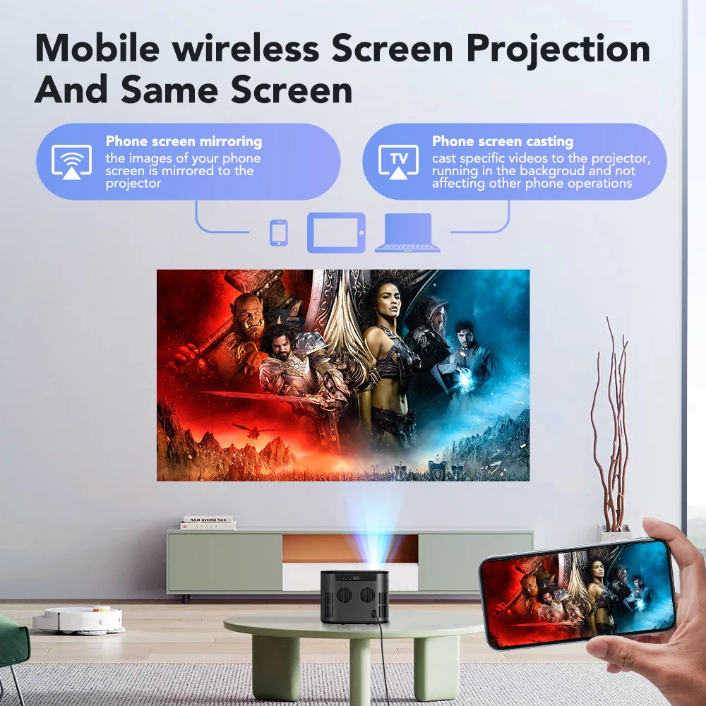 Autofocus Projector 4K 1080P Hd Android 9.0 Keystone Correctie Wifi Bluetooth Projectoren Video 12000 Lumen Home Theater