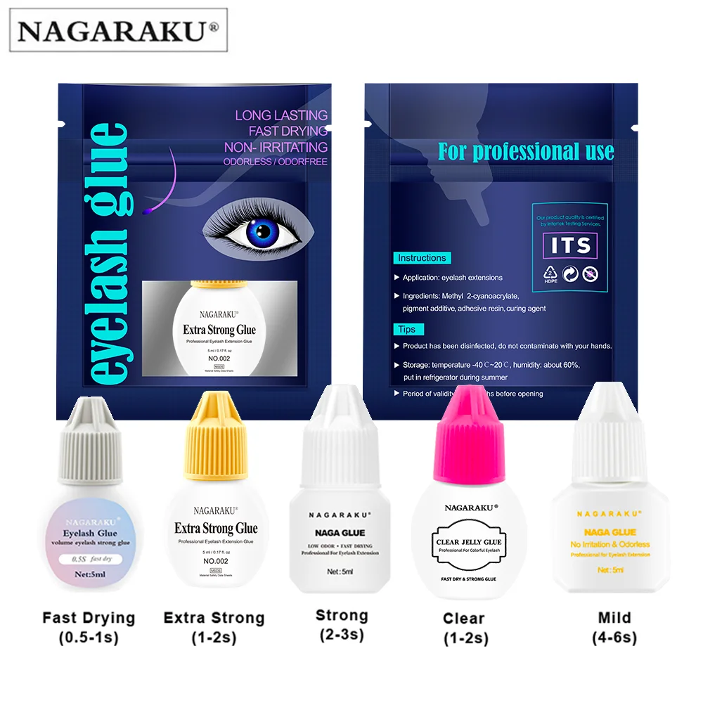 Nagaraku Eyelash Extension Glue Makeup 5ml Fast Dry Russian Volume Lashes Adhesive Strong Glue