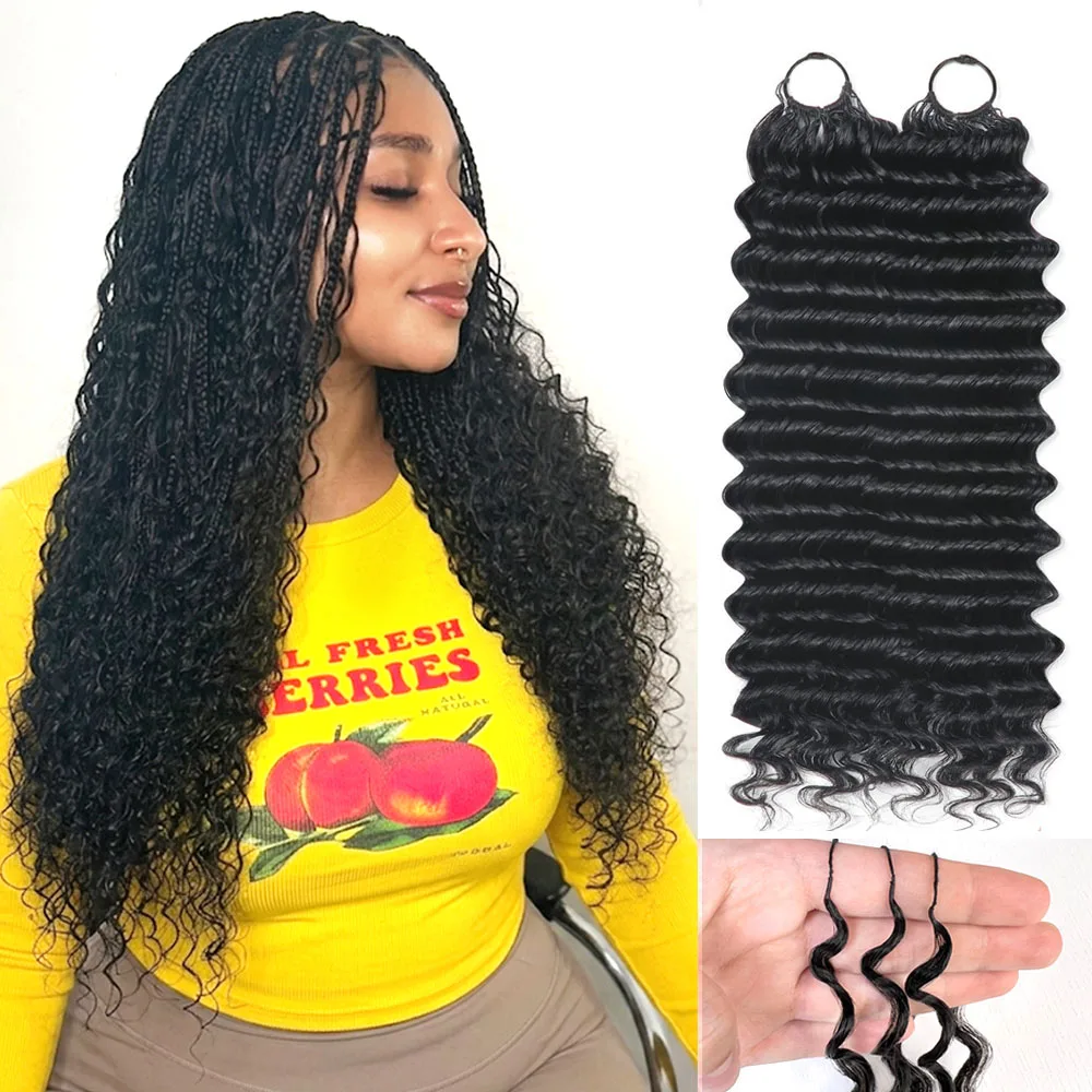 Deep Wave Boho Braids 100% Human Hair Extensions Miracle Knots Crochet Human Hair Feathered Human Crochet Hair For Braiding 1