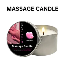 Lavender Aromatherapy Massage Candle - Moisturizing Soy Wax 2oz Gift for Relaxation & Home Ambiance (White Peach)