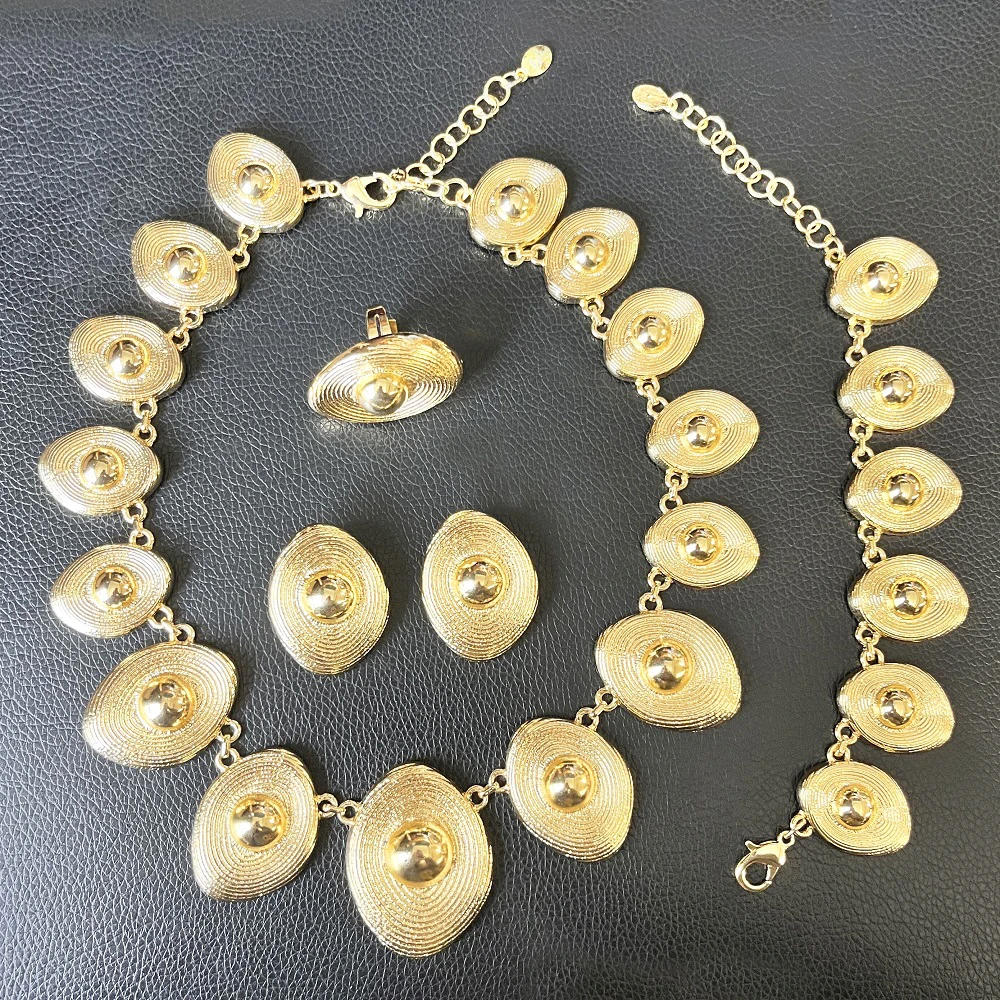 Dubai Gold Plated Jewelry Set Women Necklace Nigeria Luxury Wedding Bijoux Party Fashion Earrings SYHOL