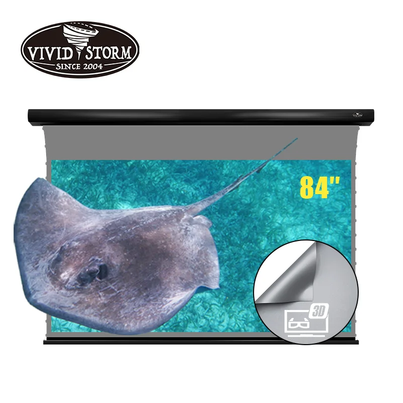 Vividstorm 84 Pollici Schermo Per Proiettore Elettrico Montato A Soffitto 3D Ossidiana Luce Ambientale Che Respinge Materiale Dello Schermo Per Proiet