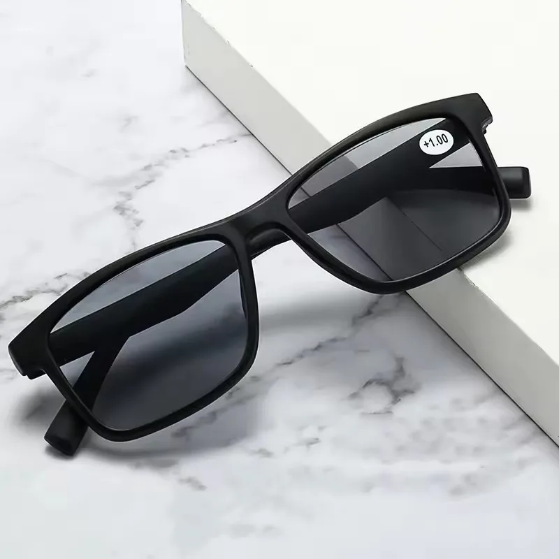 Vintage Men's Square Frame Reading Sunglasses with UV Protection