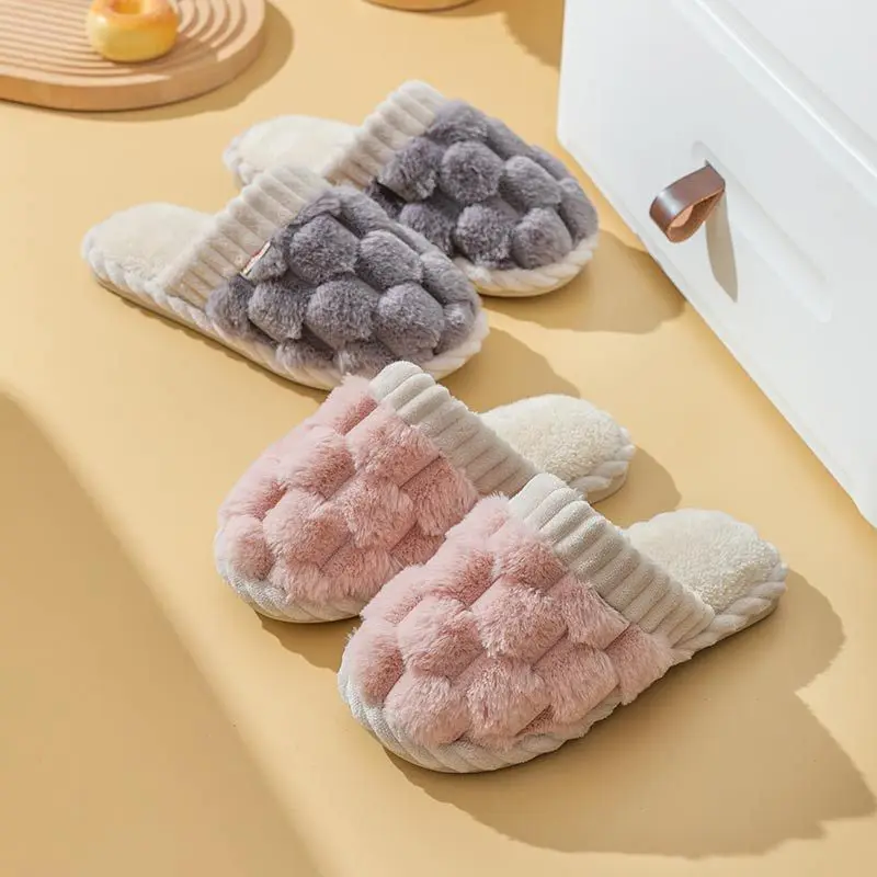 Winter Footwear Flat New Autumn Women Indoor Home Non Slip Versatile House Shoes Warm Plush Cotton Slippers TG06 2