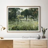 Summer Landscape Vintage Oil Painting Canvas Poster Spring Neutral Gallery Wall Art Print Retro Green Tone Farmhouse Wall Decor 3