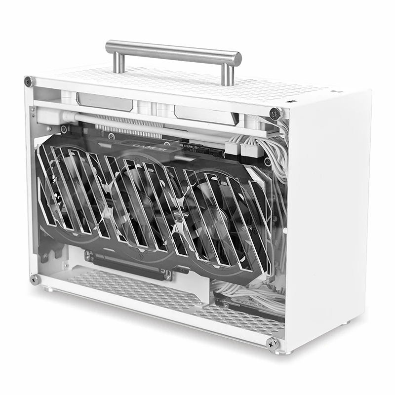 Metalfish-mini Itx Caixa Branca com Acrílico ou Malha do Painel Lateral e Alça Portátil Suporte Sfx Psu Gpu 2x120 mm Ventilador 9l T60 - Imagem 6