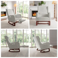 Современное кресло-качалка ROSAHQNDA, кресло для кормления, мягкое кресло-качалка с подставкой для ног, мягкое кресло с подлокотниками и боковым карманом — изображение 2