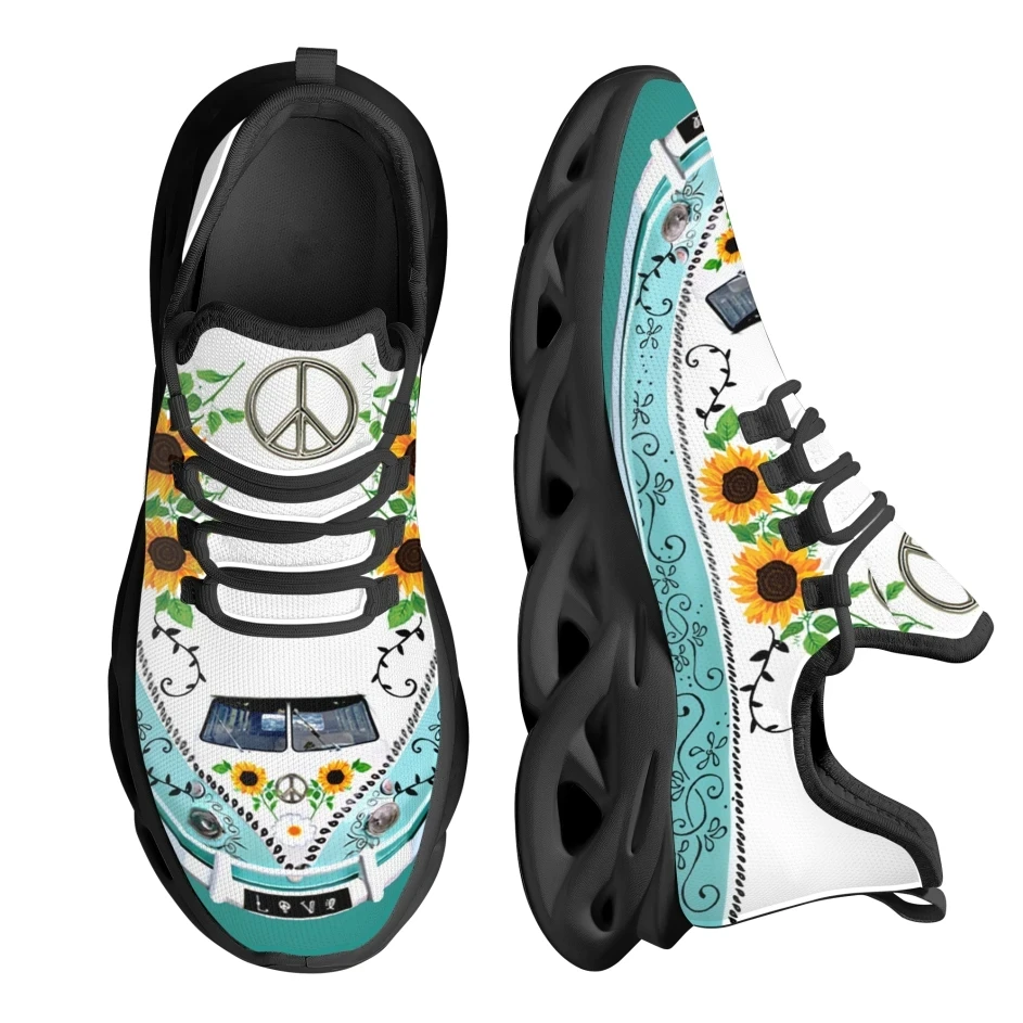 

Fashion Peace Logo Design Sunflower Print Light Dirt Resistant Outdoor Shoes Comfortable Breathable Lace-up Shoes Running Sheos