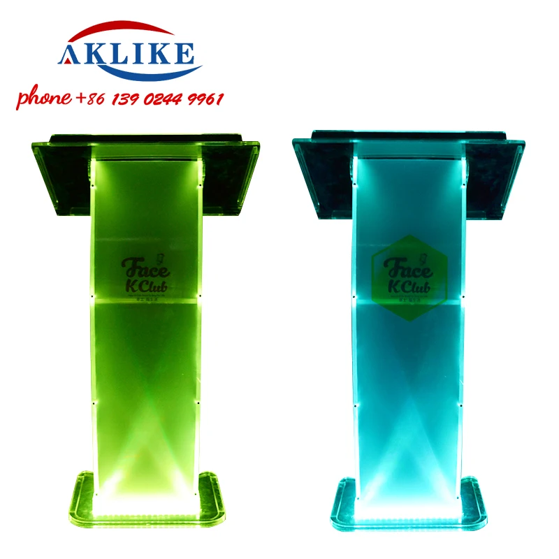 Modern Acrylic Lectern Rostrum Cheap Pulpit For Sale Led Light Podium Standing Clear Lectern Church Speech Podium