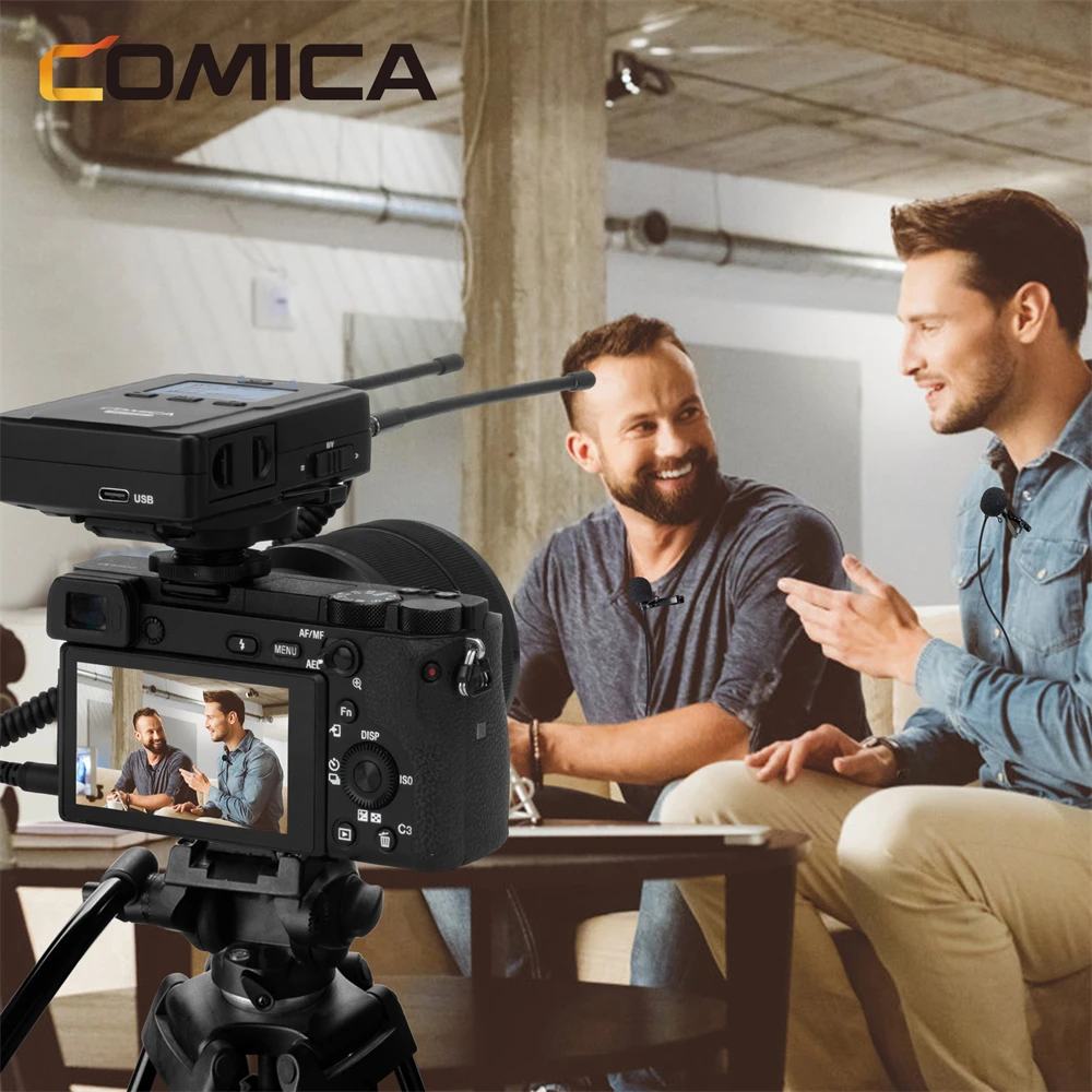 CVM-WM200 PRO Metal UHF Dual-Channel Wireless Microphone for Smartphone Camera C