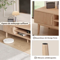 Тумба под ТВ, столик под телевизор с 2 дверцами, низкая тумба под телевизор с открытым местом для хранения вещей, длина 150 см, полка под телевизор для телевизоров до 65 дюймов, для гостиной, спальни, оригинальный цвет дерева — изображение 4