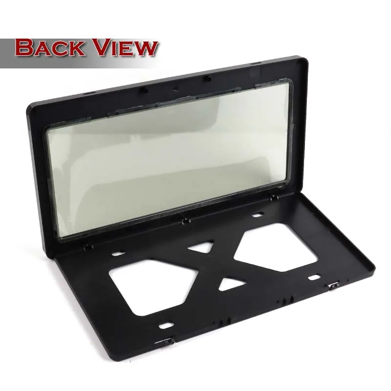 1PCS W-Power Front or Rear Black Real Carbon Fiber License Plate Frame With Bracket 3
