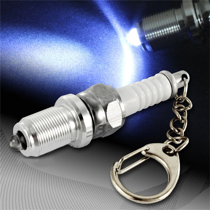 Key Rings Key Chains Casual Fashion LED Key Chain Spark Plug Key Chain Keychain Car Parts Keyring marvel drive safe key chain