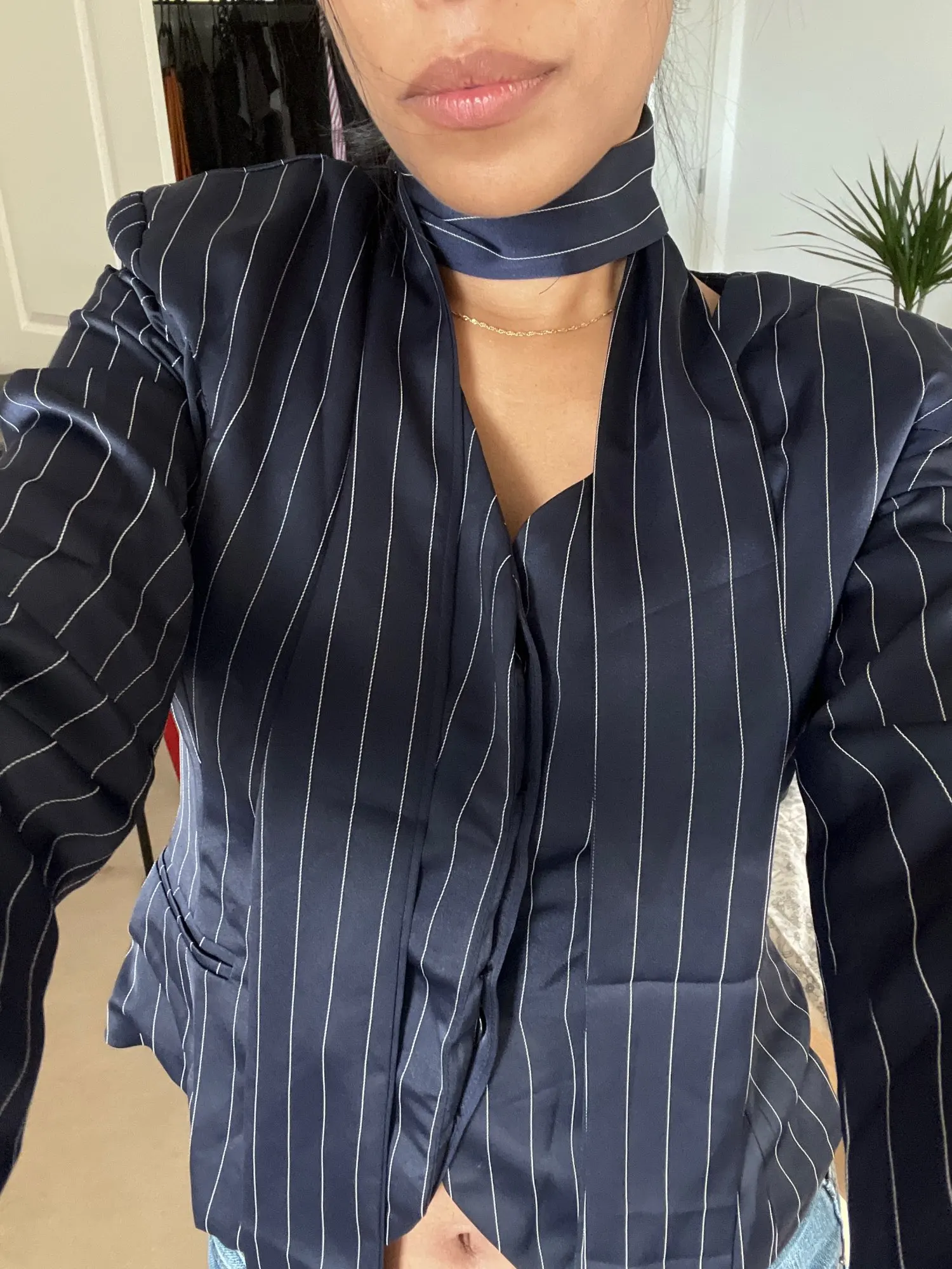 Chic 3-Piece Women's Dress Set with V-Neck Blazer & Skirt photo review