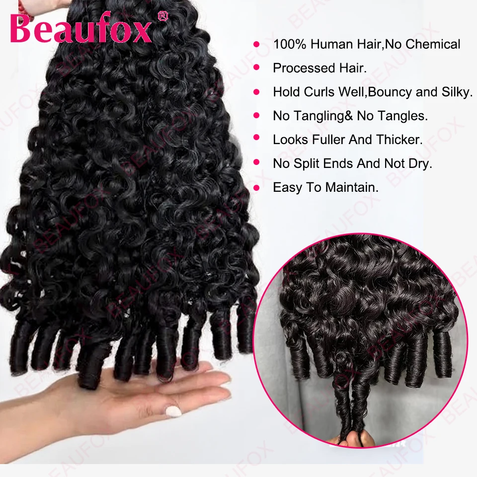 Beaufox Burmese Curly Hair Bundles Pixie Curly Bundles Human Hair Virgin Water Wave Human Hair Bundles Ocean Spiral Curly 30” 5