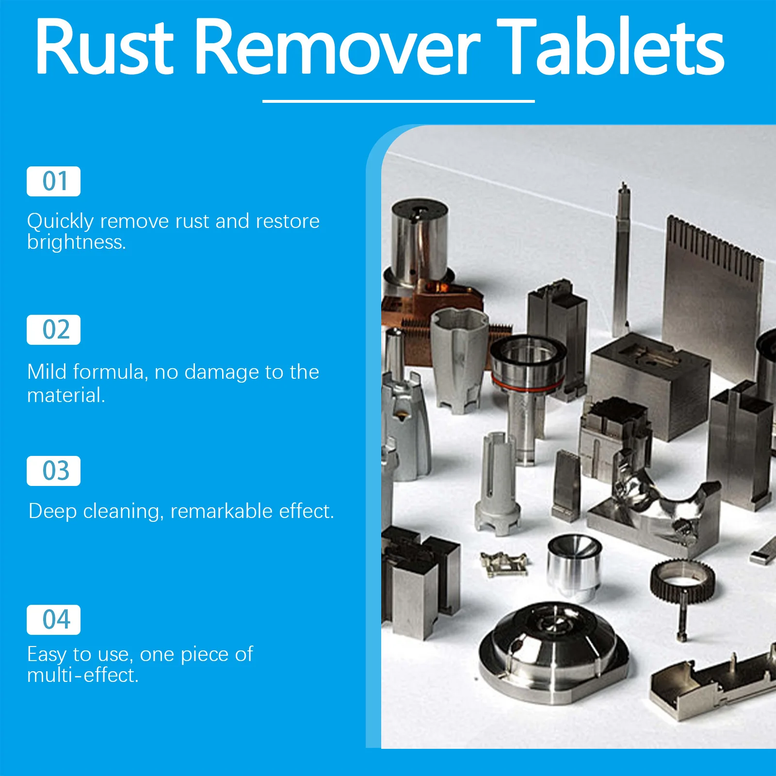 Jue Fish 12pcs Metal Rusts Removal Tablets Car Descaling Anti Rust Surface Polishing Stain Removal Cleanings Derusting Tablets