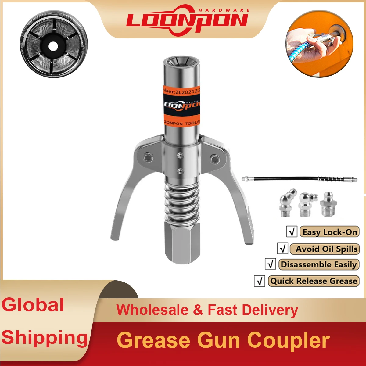 Grease Gun Coupler Grease Coupler 10000psi Push Accessories Tool