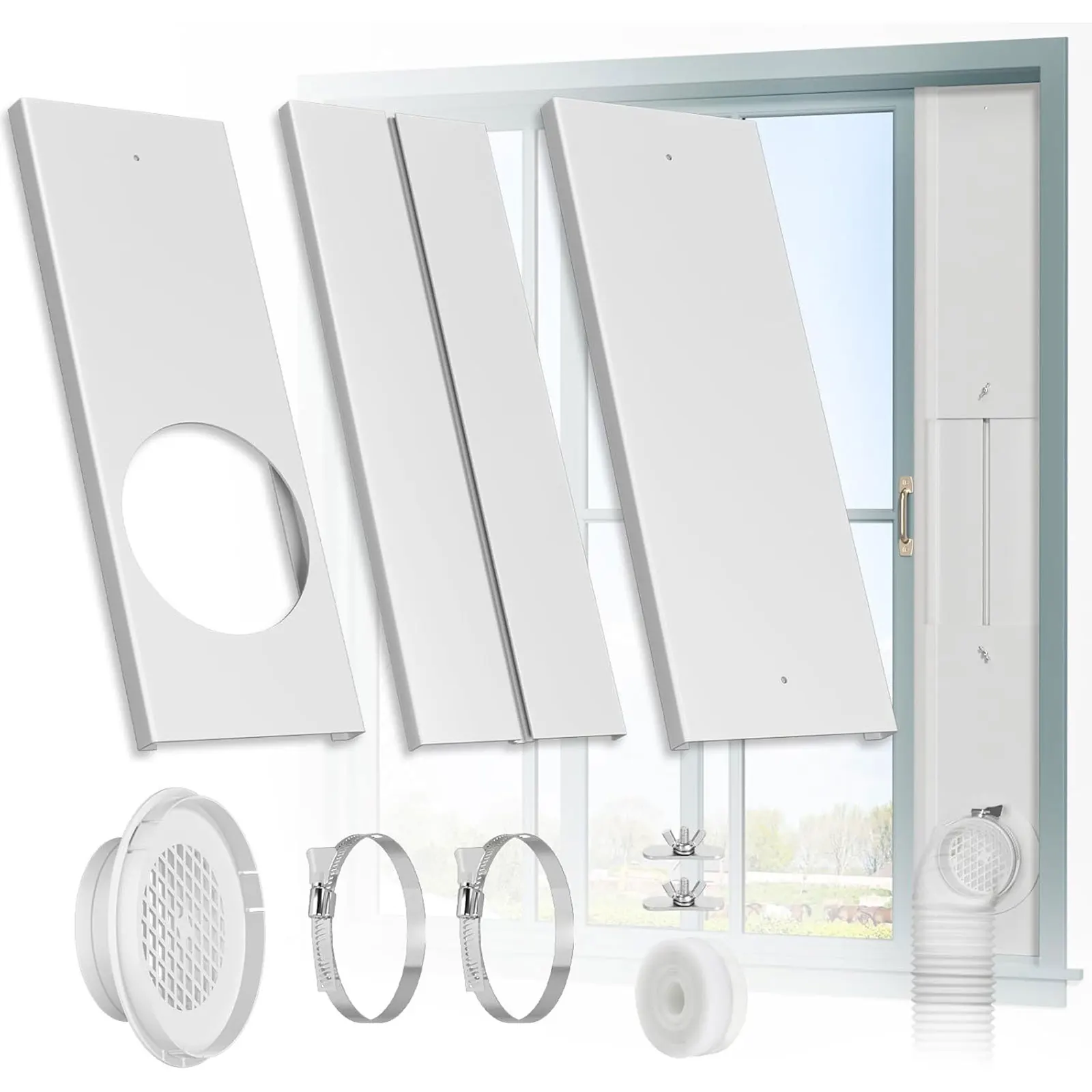 Air Conditioner Window Adaptor Kit PVC Universal Window Sliding Track Sealing Accessories Practical Slide Plate Wind Shield 1
