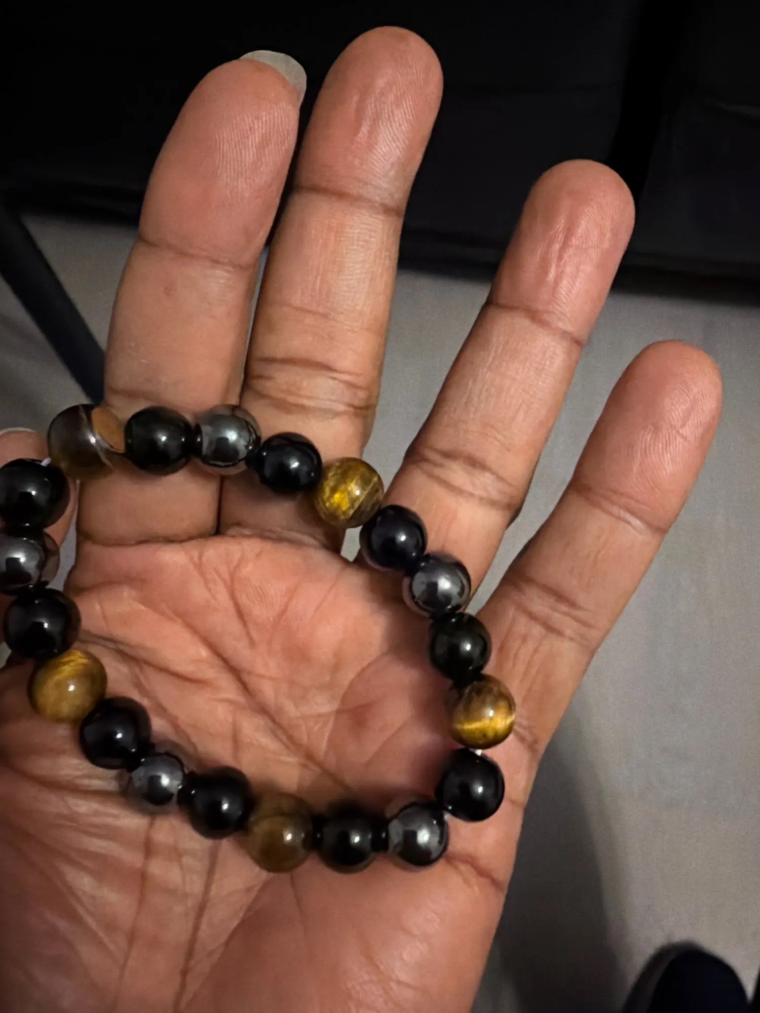 Triple Protection Bracelet: Tiger’s Eye, Obsidian & Hematite photo review