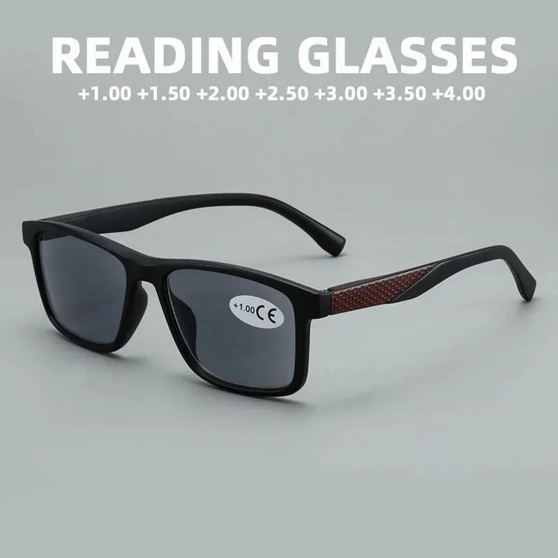 Vintage Men's Square Frame Reading Sunglasses with UV Protection