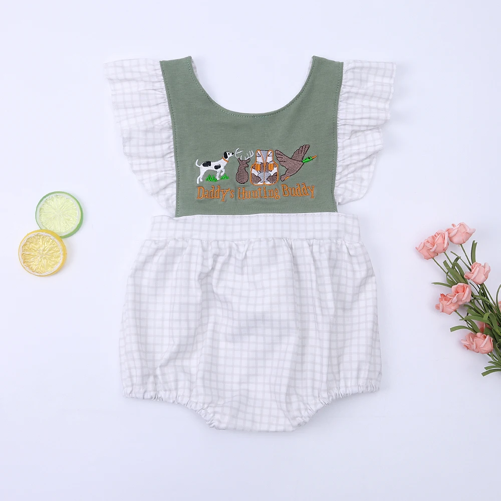 2023 Easter New Design Bubble Girls Romper Cute Newborn Hunting White