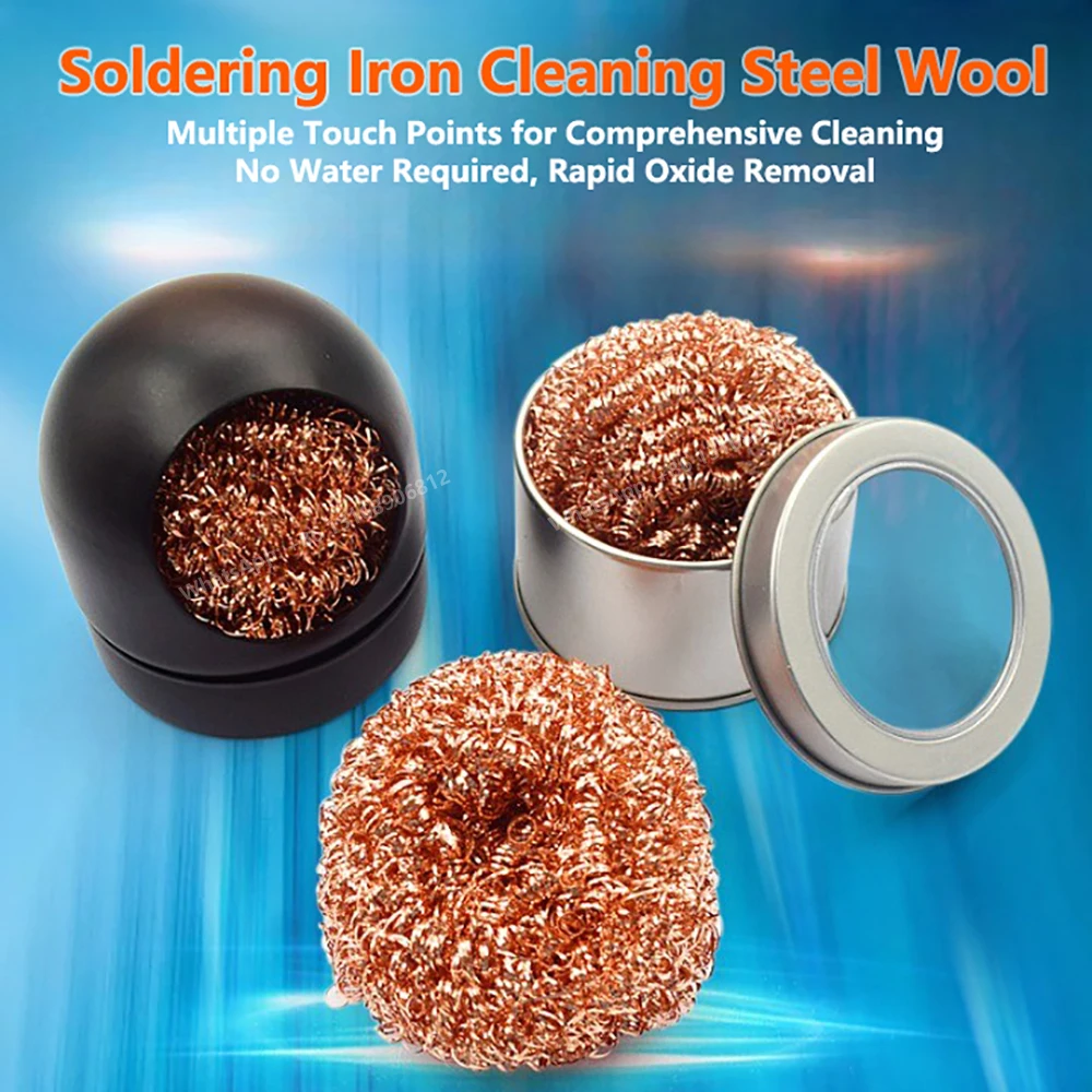 Steel Wool Soldering Iron Cleaning Steel Wool Cleaning Ball Solder Iron Tip  Cleaning Kit Desoldering Mesh Filter Wire Cleaner