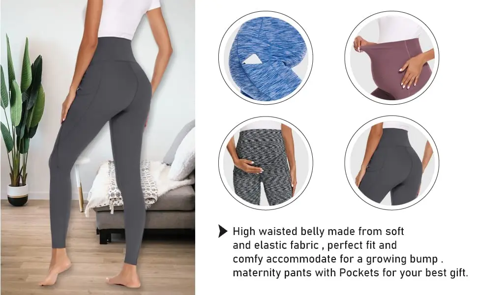 maternity tracksuit set New Womens Maternity Yoga Pants Pregnancy Mama Clothing for Women with Pockets High Waisted Workout Pants for Women Leggings maternity work clothes