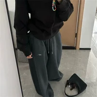 Oversize Woman Grey Black Sweatpants Y2K Korean Streetwear Loose Casual Jogger Pants High Waist All Match Drawstring Trousers - Image 6