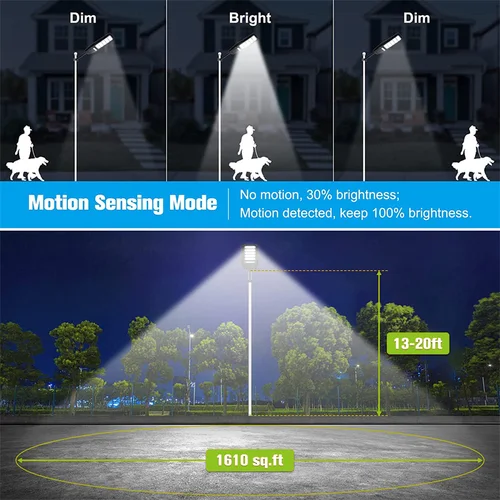 야외 태양광 가로등, 매우 밝은 모션 센서, 마당 차고 정원 태양광 램프용 방수 IP66, 400W, 520LED, 20000 루멘 4