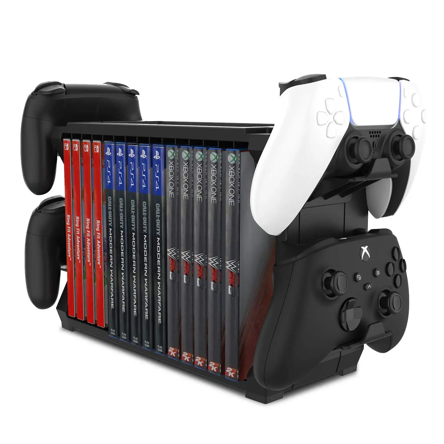 

Games Storage Tower (Up to 15 CD Disc) For PS5 Game Disk Rack and Controller Stand Holder For Xbox Series X/Nintendo Switch/PS4