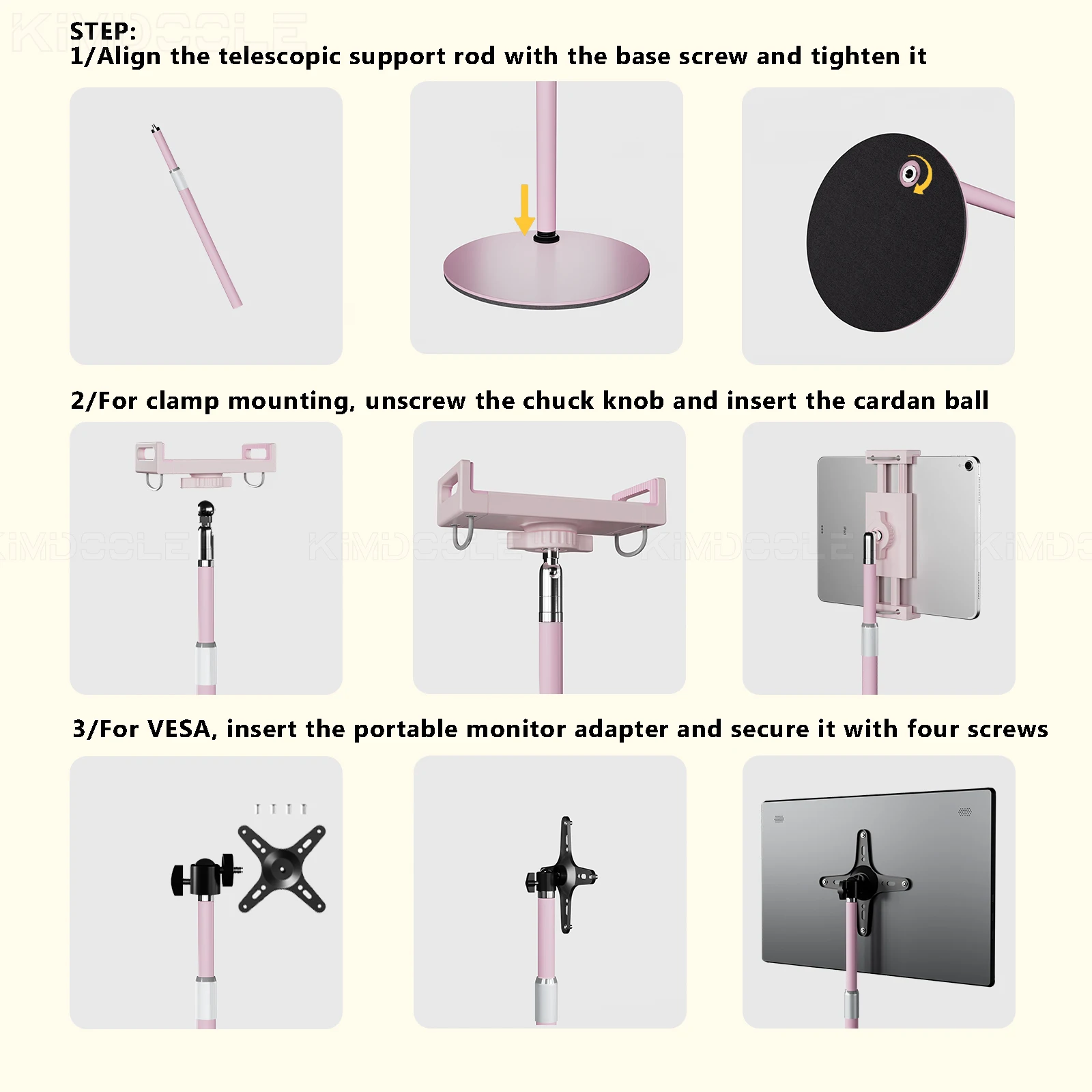 em pé, baixo perfil Desk Mount, até 18