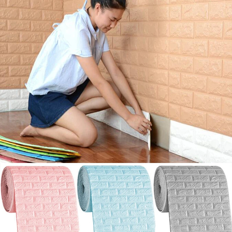 

10Pcs 70*15cm/35*15cm 3D Self-adhesive Wallpaper Bedroom Wallpaper Decorative Wall Sticker DIY Living Room Kitchen Background
