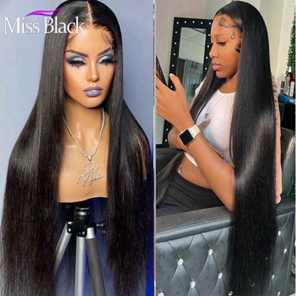 

38 40 Inch 4x4 Straight Lace Closure Human Hair Wigs 5x5 Transparent Lace Wigs Brazilian Remy for Black Women Pre-plucked