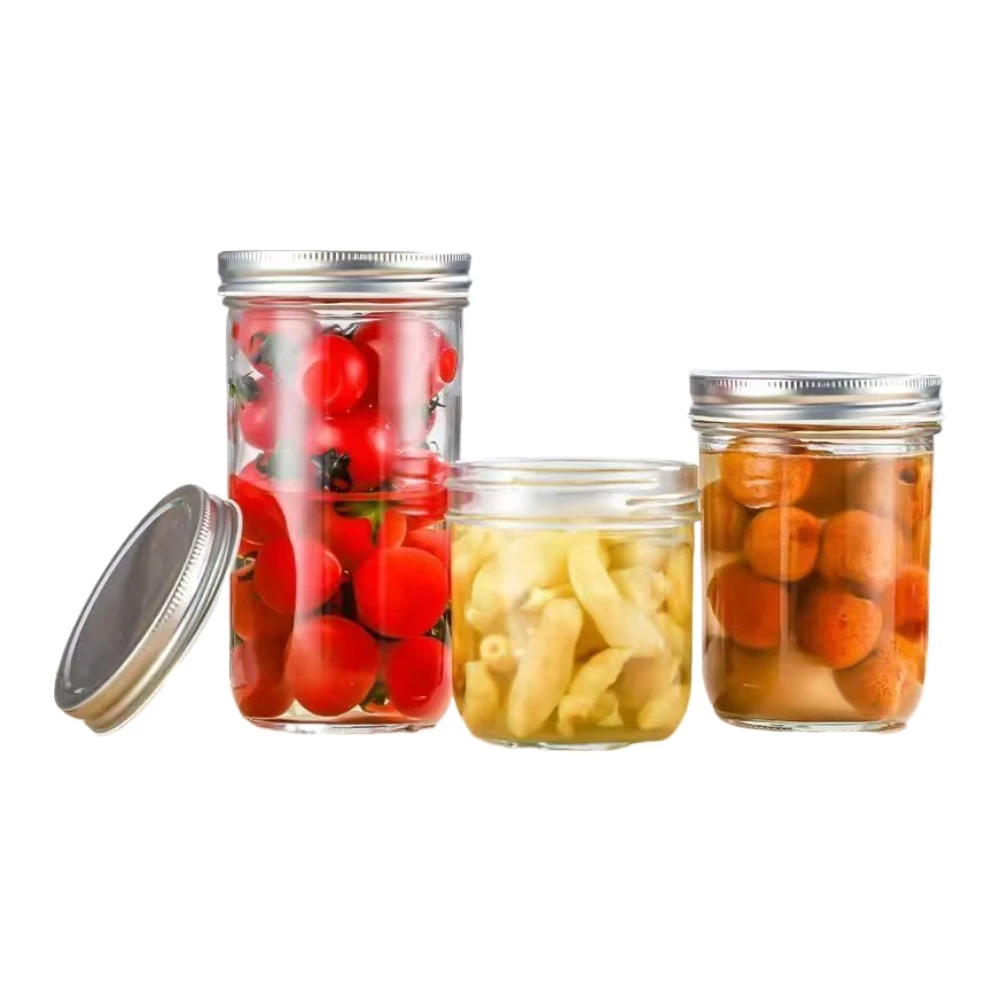 Empty Glass Taper Jar Mason Jar with Screw Metal Lid Family Size 100ML To 730ML MOQ1500 Wholesale Price and Custom Logo Inbox Us 6