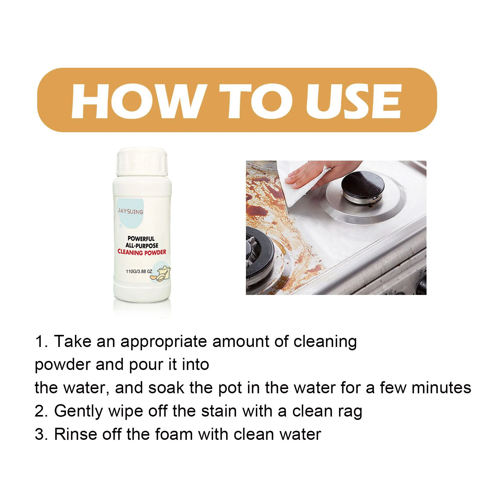 Powerful Cleaning Powder for Kitchen Oil Stains and Rust