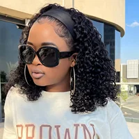 Perruque Bob bouclée en cheveux humains, bandeau ondulé profond, 100% vrais cheveux Bobo, entièrement faite à la Machine, cheveux noirs naturels, pour femmes 2