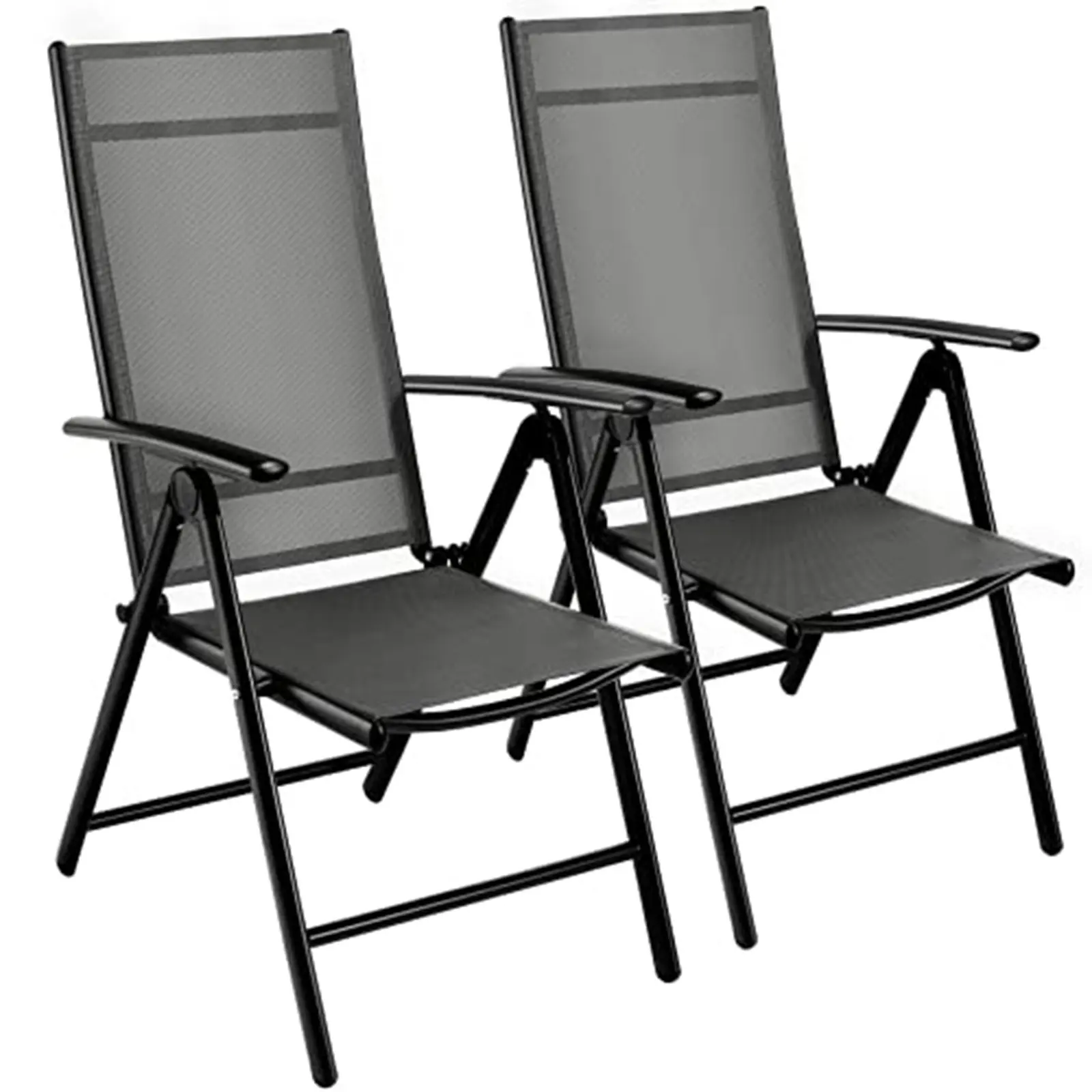 Homfa 2-teiliges Balkonstuhl-Set, Gartenstühle, Klappstuhl, 7-fach verstellbarer Winkel, Campingstuhl aus Aluminium, robuste Belastung 150 kg