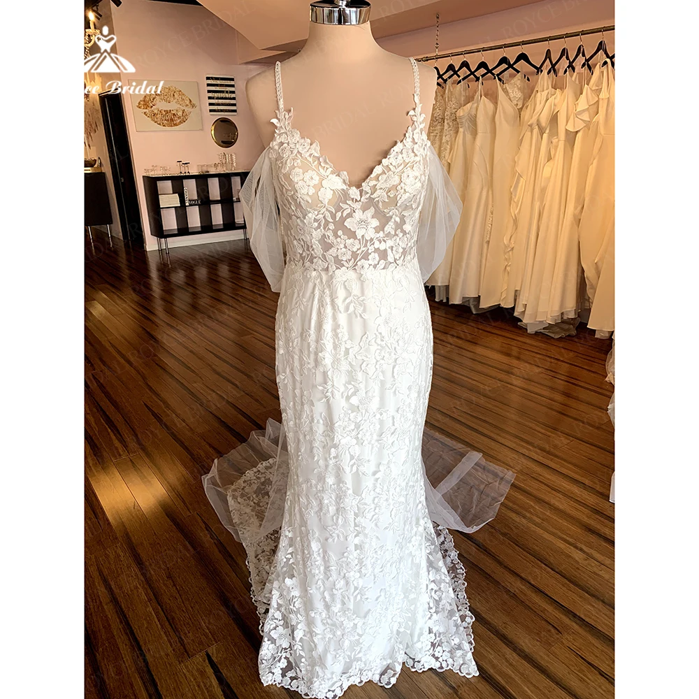 

Guest Wedding Party Dresses 2023 Mermaid Robes de mariée Lace Boho Spaghetti Strap Bride Dress Court Train vestido de casamento