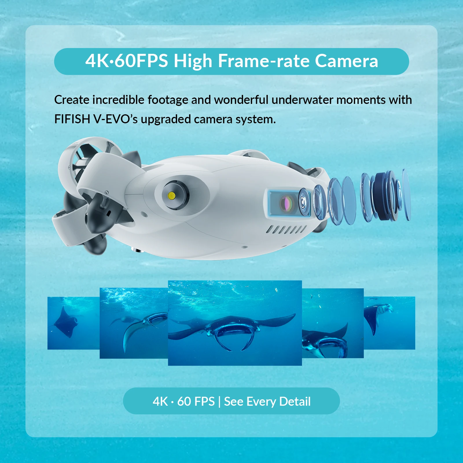 Fifish V-EVO Diving Underwater Robot Drone con 4K UHD Camera 360 Roll 100m cavo sottomarino Rc Fishing Finder Underwater Rov