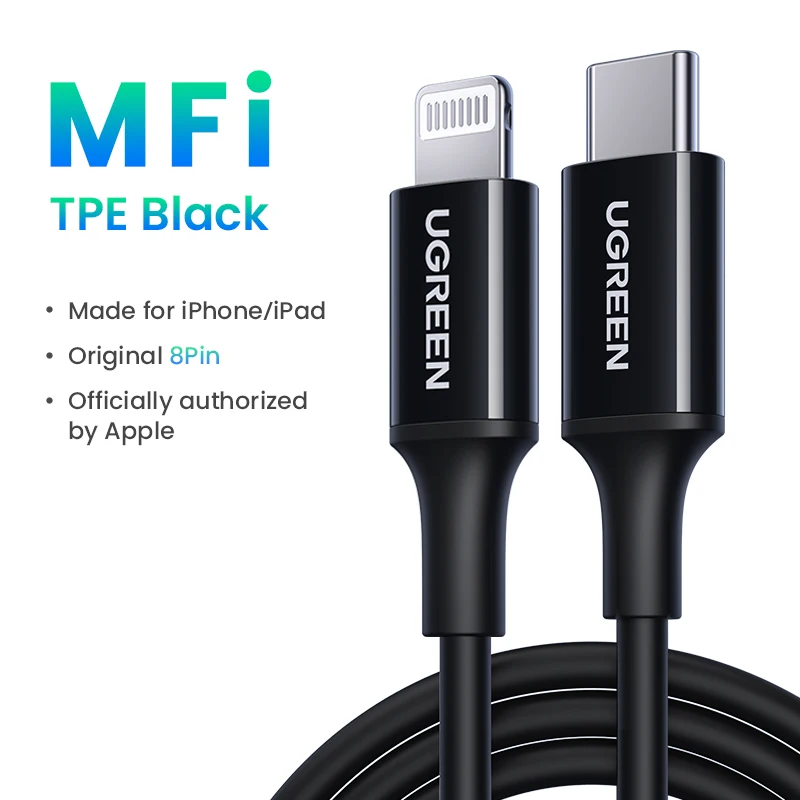 Cable USB C a Lightning UGREEN MFi 20W PD para iPhone 14 13 12 Pro Max Cable de carga rápida tipo C para iPhone y iPad