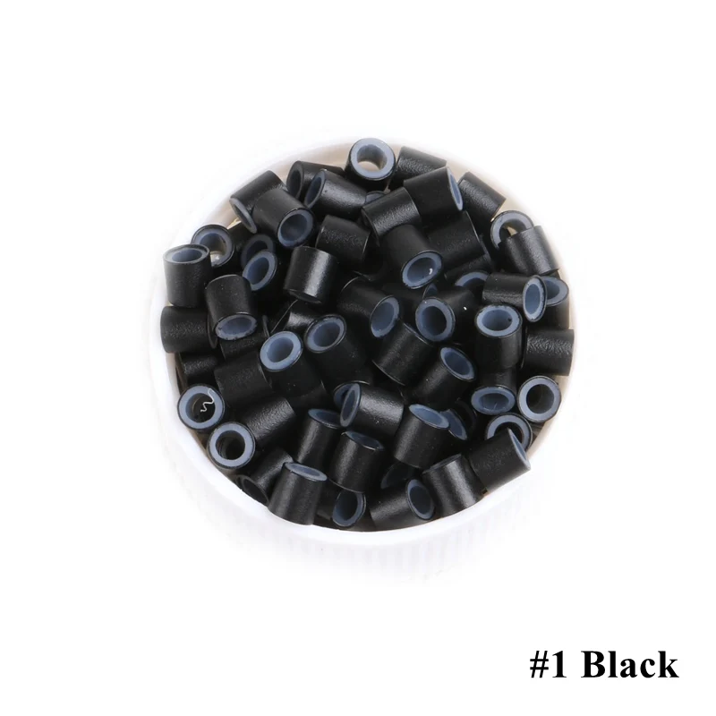 하모니 플러스 헤어 1000개 4.0x2.6x4.0mm 블랙 실리콘 구리 튜브 마이크로 실리콘 라이닝 구리 링 튜브 비즈 링