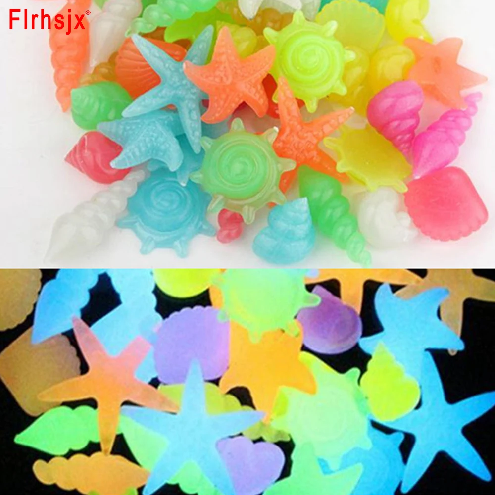 Glow Stones Artificial Stones Decorative Stones 10/30/50PCs Colorful Luminous Starfish Conch Shell Shaped Glowing Stones Decorative For Garden Aquarium Fish Tank Pool Landscape
