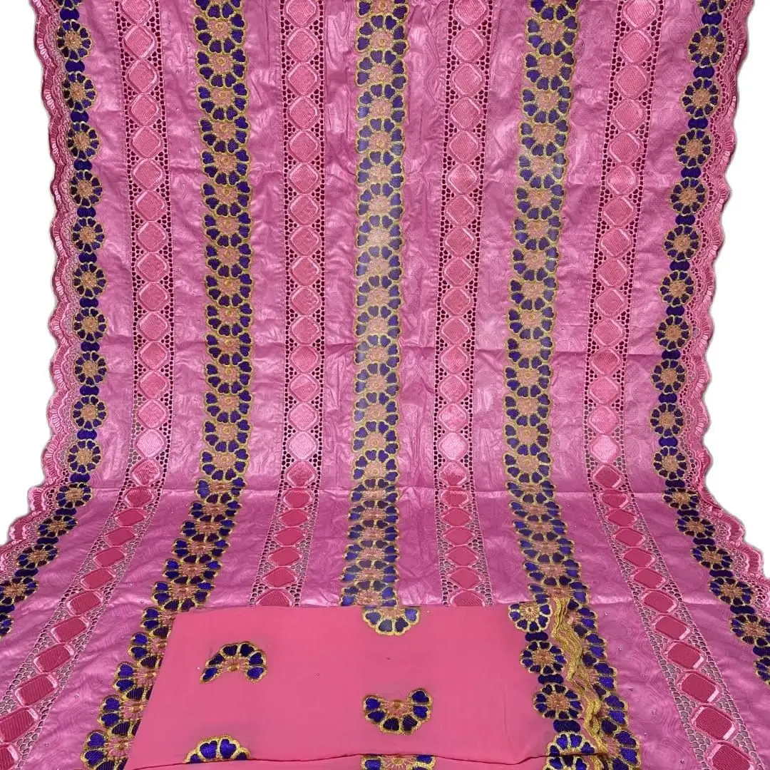 

2023 Бесплатная доставка, африканская парча Базина, бусины из более богатых камней, морская раковина, одежда, кружевные материалы 5 + 2 ярда в комплекте для платья