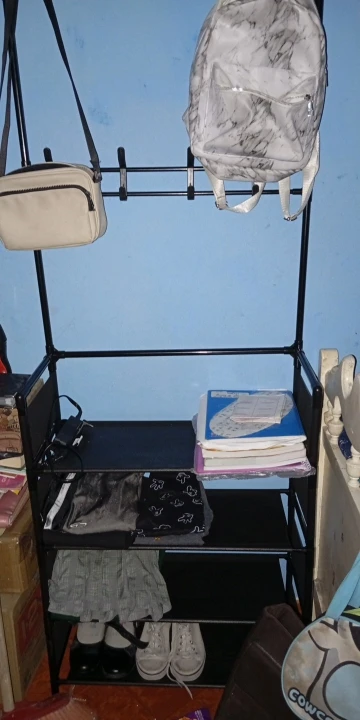 Clothes Hanger Multi-Layer Shoe Rack Doorway DIY Hat And Shoes Shelf Simple Floor-Standing Living Room Organizer Storage Racks photo review