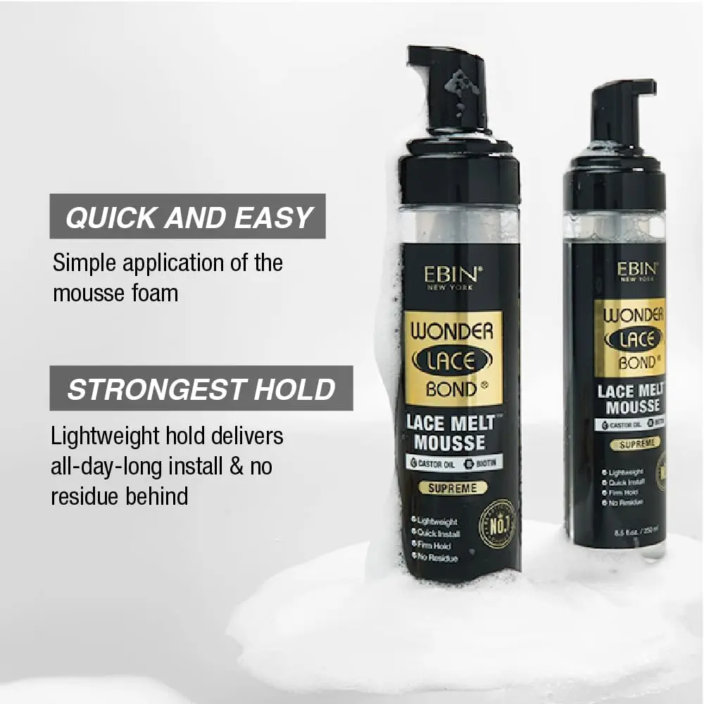 Ebin New York Wonder Lace Bond Lace Melt Mousse Supreme 8.5oz/ 250ml - Maximum Hold, Ideal for Seamless Lace Melts 3